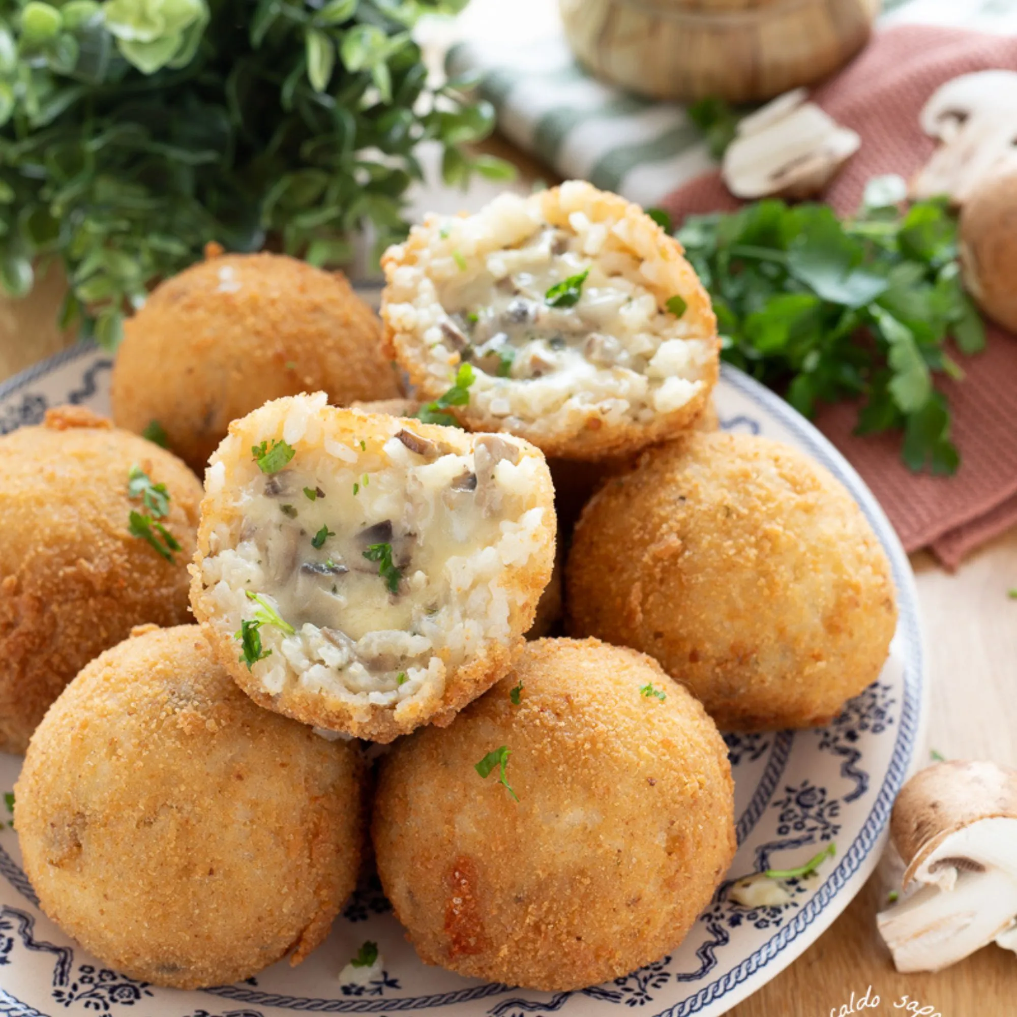 Arancino champignons et porchetta